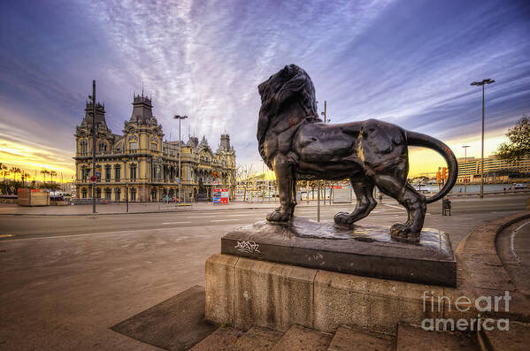 Yhun Suarez Poster featuring the photograph Puerto de Barcelona Sunrise by Yhun Suarez