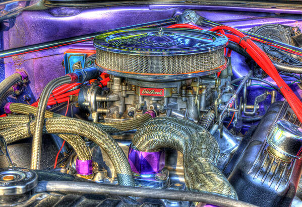 Old Car Poster featuring the photograph Purple Under the Hood by Thomas Young