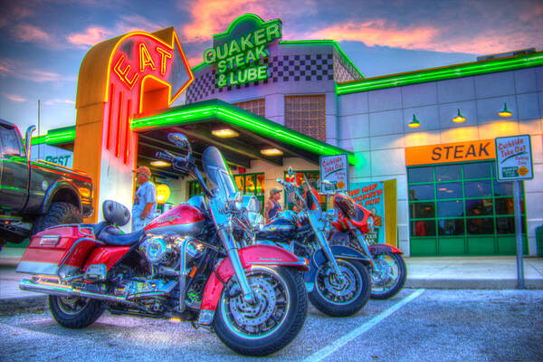 Quaker Poster featuring the photograph Quaker Steak and Lube Bike Night by Zane Kuhle