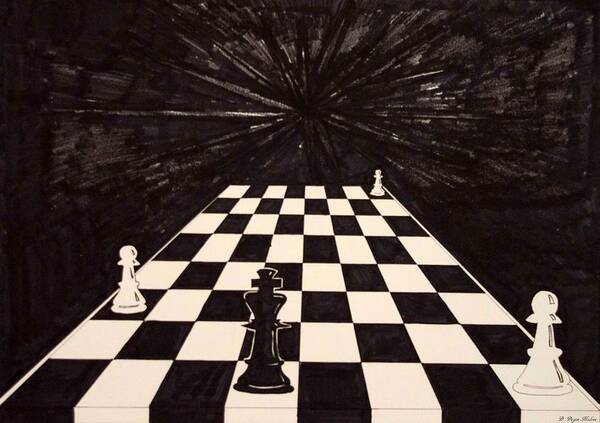 Chess Poster featuring the drawing Queen to Infinity by Darla Malone