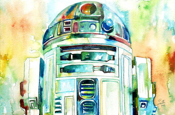R2-d2 Poster featuring the painting R2-d2 Watercolor Portrait by Fabrizio Cassetta