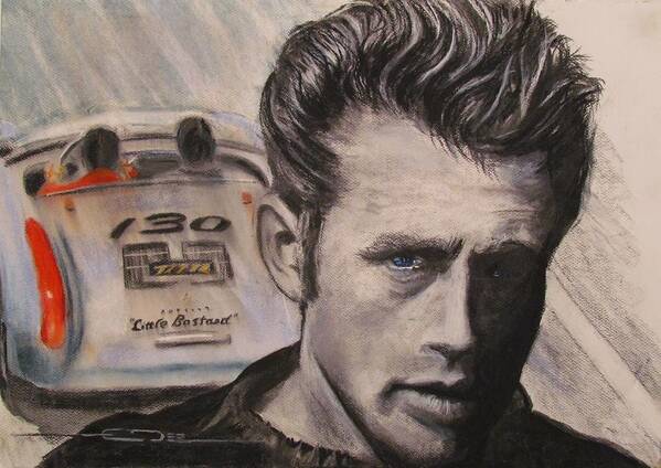 James Dean Poster featuring the drawing Racers Road - Final Ride by Eric Dee