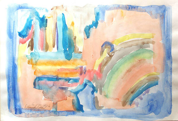 Abstract Poster featuring the painting Rainbow in a Box by Esther Newman-Cohen