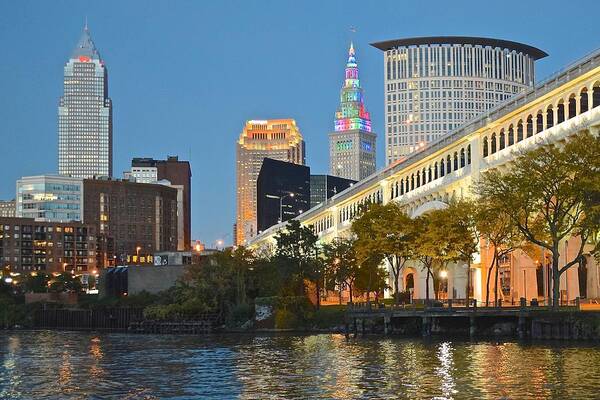 Cleveland Poster featuring the photograph Rainbow Tower by Frozen in Time Fine Art Photography