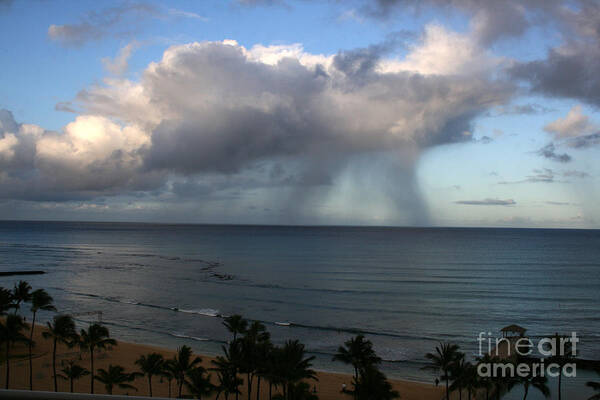 Nature Poster featuring the photograph Rainfall On Ocean by Mary Mikawoz