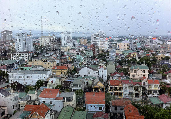 Window Poster featuring the photograph Rainy Day in Hue Vietnam by Venetia Featherstone-Witty