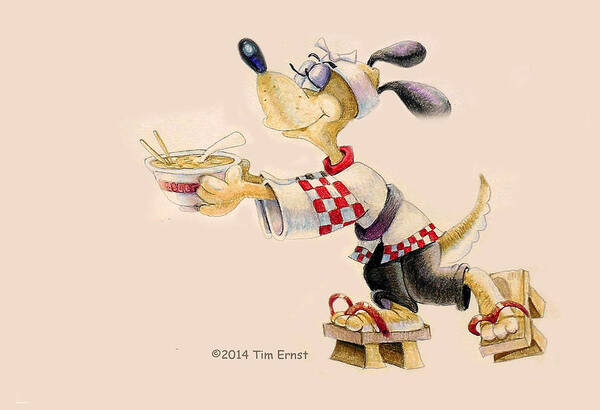 Colored Pencil Poster featuring the drawing Ramen Hound by Tim Ernst