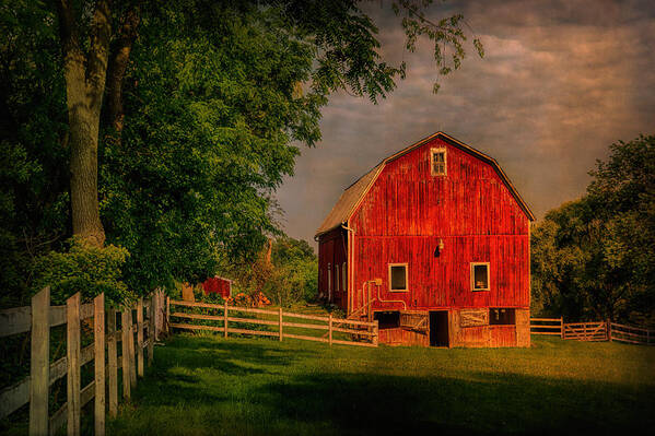 Barn Poster featuring the photograph Red Barn by Priscilla Burgers