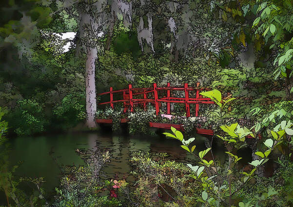 Swamp Poster featuring the photograph Red Bridge by Mary Underwood