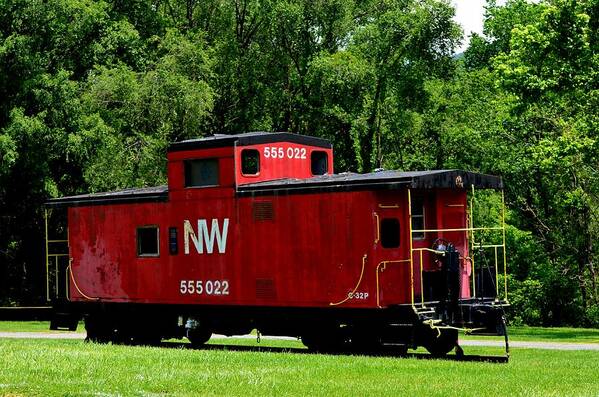 Train Poster featuring the photograph Red Caboose by Cathy Shiflett