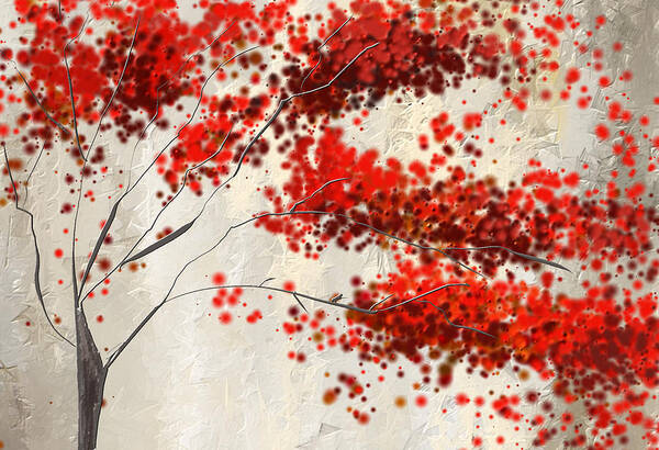 Maple Tree Poster featuring the painting Red Divine- Autumn Impressionist by Lourry Legarde