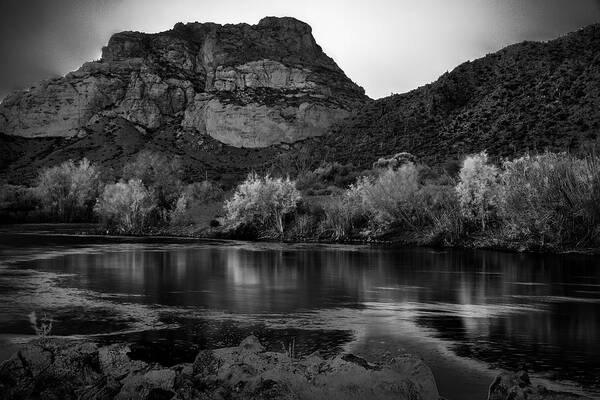 Mesa Arizona Poster featuring the photograph Red Mountain in Black and White by Dave Dilli