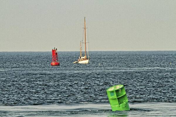 Water Poster featuring the photograph Red Right Returning Buoy Sense by Constantine Gregory