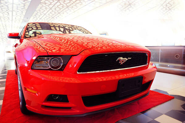 Ford Mustang Poster featuring the photograph Red Savage Beauty. Ford Mustang by Jenny Rainbow