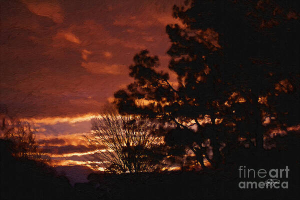 Red Sky At Night Poster featuring the photograph Red Sky at Night by Cris Hayes