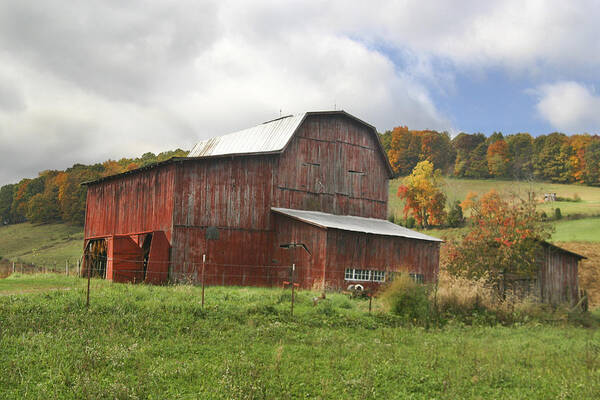 Red Poster featuring the photograph Red Tobacco Drying Barn by Robert Camp