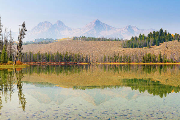 Scenics Poster featuring the photograph Reflections At Little Redfish Lake In by Anna Gorin