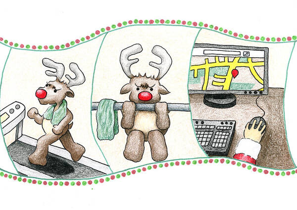 Training Reindeer Poster featuring the drawing Right Before X'mas by Keiko Katsuta