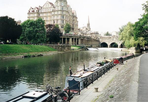 Narrowboat Poster featuring the photograph River Avon in Bath England by Marilyn Wilson