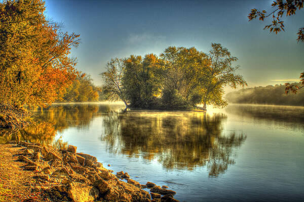 Rock River Poster featuring the photograph Rock River Fall Morning by Roger Passman