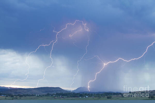 Lightning Poster featuring the photograph Rocky Mountain Front Range Foothills Lightning Strikes by James BO Insogna