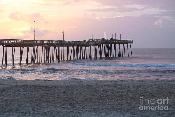 Obx Poster featuring the photograph Rodanthe Pier Sunrise 2 by Cathy Lindsey