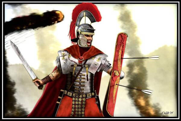 Roman Warriors Poster featuring the digital art Roman Centurion by John Wills