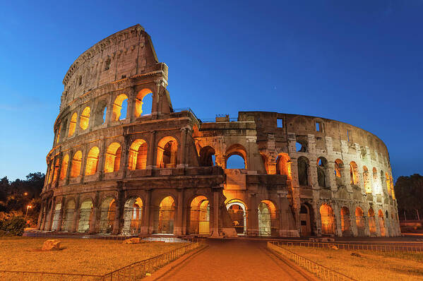 Arch Poster featuring the photograph Rome Colosseum Ancient Amphitheatre by Fotovoyager
