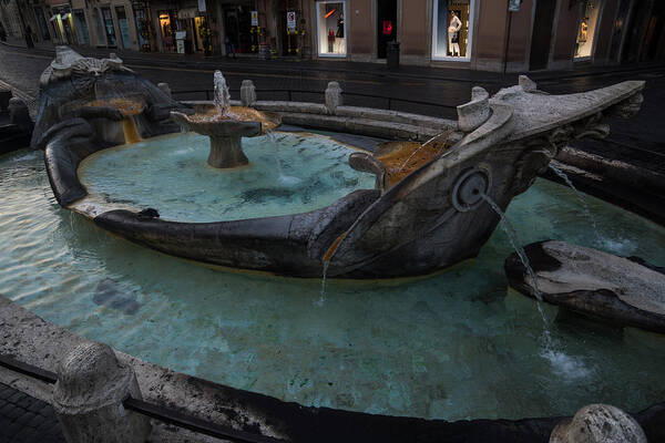 Rome Poster featuring the photograph Rome's Fabulous Fountains - Fontana della Barcaccia at the Spanish Steps by Georgia Mizuleva