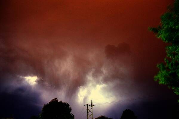 Stormscape Poster featuring the photograph Rounds 2 3 Late Night Nebraska Storms by NebraskaSC