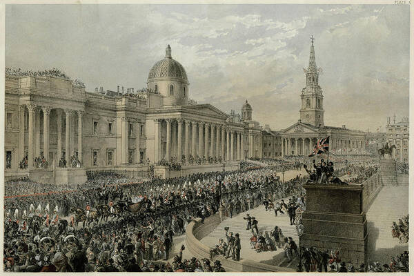 Edward Poster featuring the drawing Royal Procession Through Trafalgar by Mary Evans Picture Library