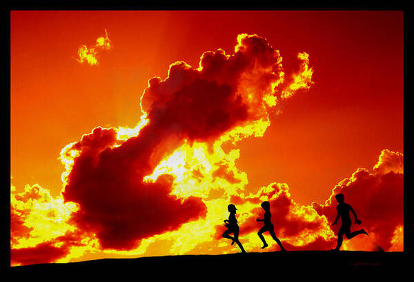 Sunset Poster featuring the photograph Running at Sunset by Larry Mulvehill