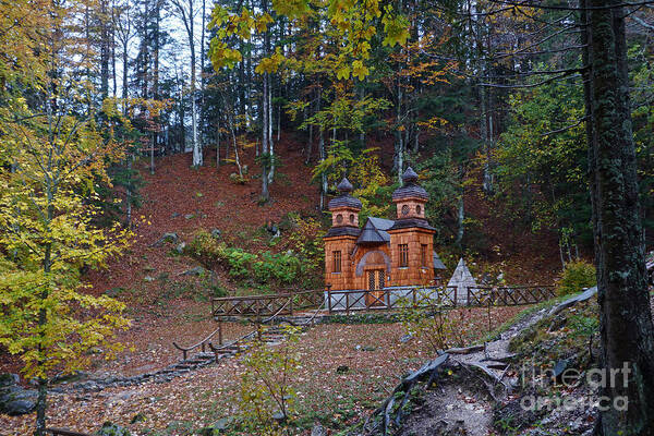 Russian Road Poster featuring the photograph Russian Chapel - Vrsic Pass - Slovenia by Phil Banks