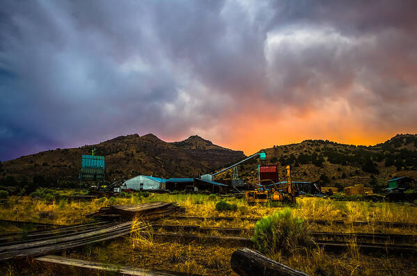 Americana Poster featuring the photograph Rustic California Lumber mill at Sunset by Scott McGuire