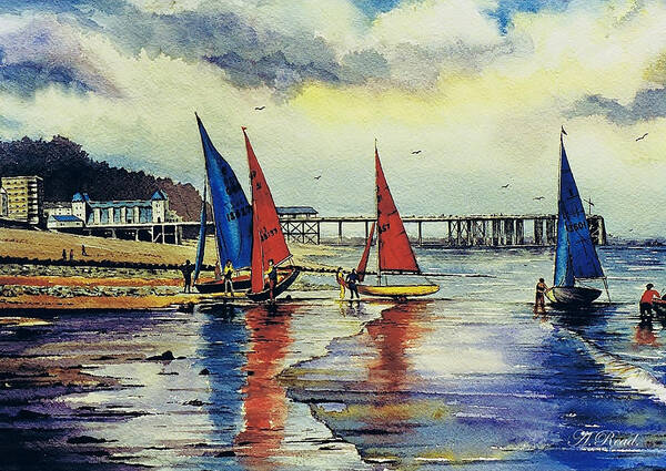 Sailing Poster featuring the painting Sailing at Penarth by Andrew Read