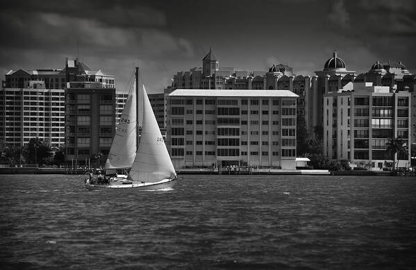 B&w Poster featuring the photograph Sailing Away by Mario Celzner