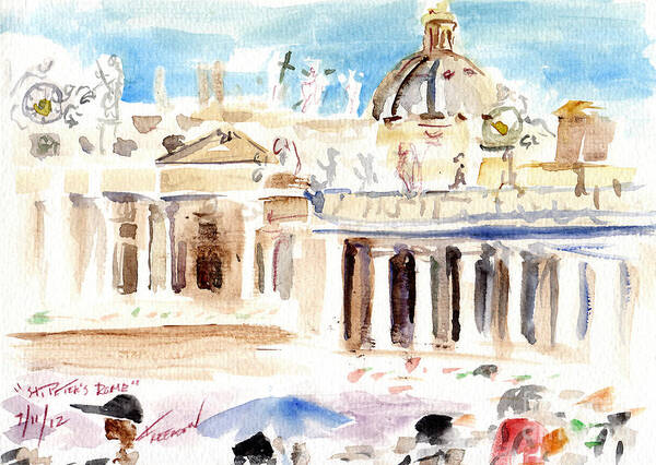 Crystal Cruises Poster featuring the painting Saint Peters Rome Italy by Valerie Freeman