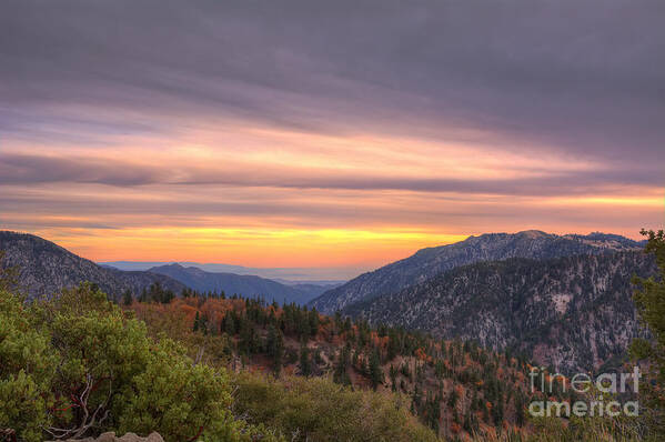 San Poster featuring the photograph San Bernardino Mountains At Sunset by Eddie Yerkish