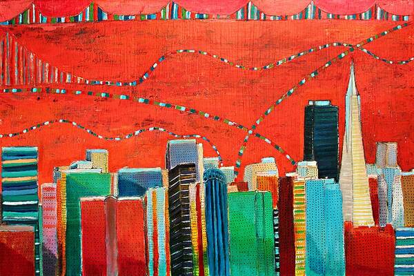 Skyline Poster featuring the painting San Francisco skyline by Habib Ayat
