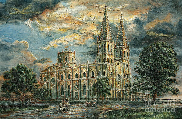Churches Poster featuring the painting San Sebastian Church 1800s by Joey Agbayani