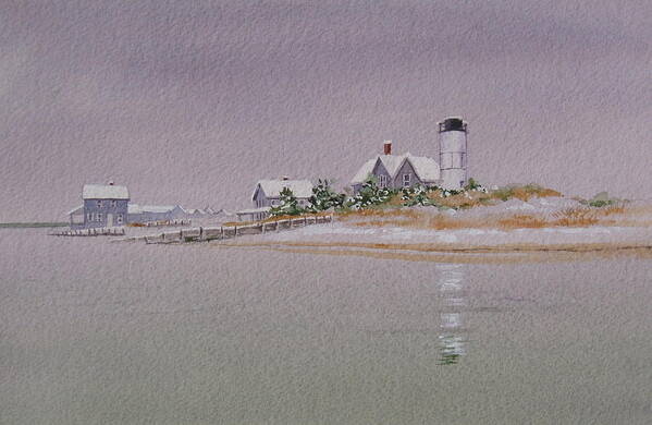 Lighthouse Poster featuring the painting Sandy Neck Winter Light by Karol Wyckoff