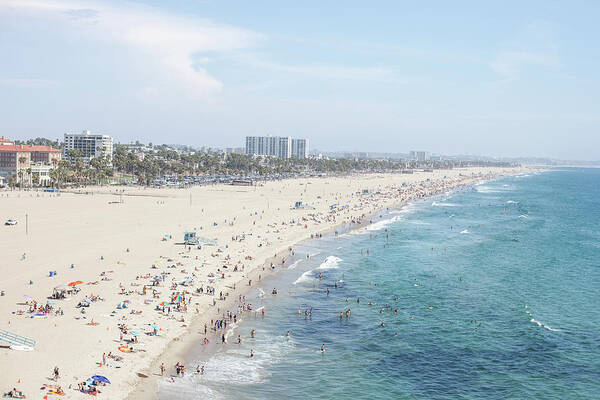 Crowd Poster featuring the photograph Santa Monica Beach by Tuan Tran