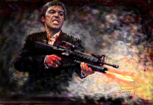 Scarface Poster featuring the digital art Scarface by Viola El