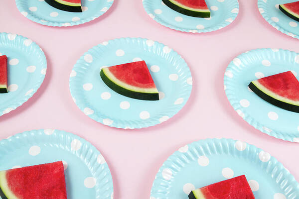 Art Poster featuring the photograph Seamless Pattern With Watermelon Slices by Anilakkus