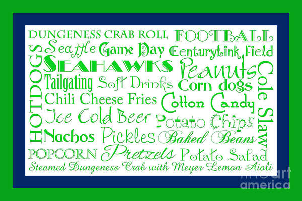 Andee Design Football Poster featuring the digital art Seattle Seahawks Game Day Food 2 by Andee Design