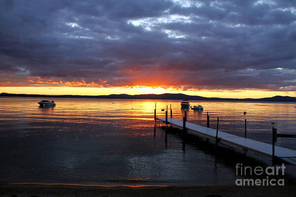 Lake Poster featuring the photograph Sebago Lake Sunset by Butch Lombardi