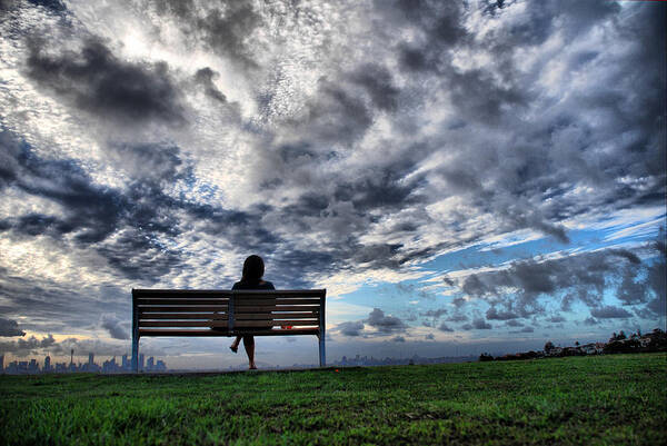 Clouds Poster featuring the photograph She has the city at her feet by Andrei SKY