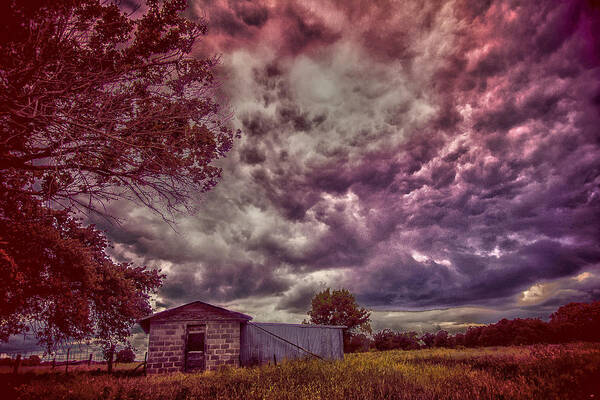 Landscape Poster featuring the photograph Shed against the Storm by Toni Hopper