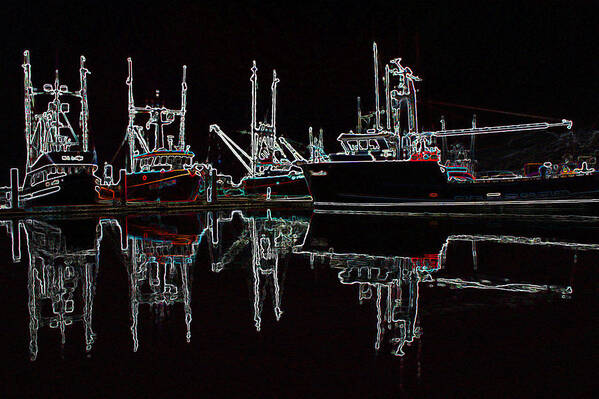 Ships Poster featuring the digital art Ships In The Night by Kami McKeon