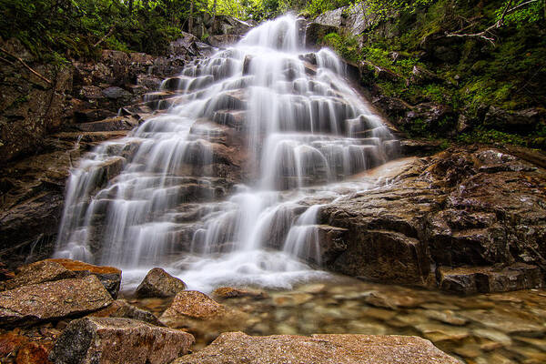 Franconia Notch Poster featuring the photograph Silky Veil Cloudland Falls Lincoln NH by Jeff Sinon